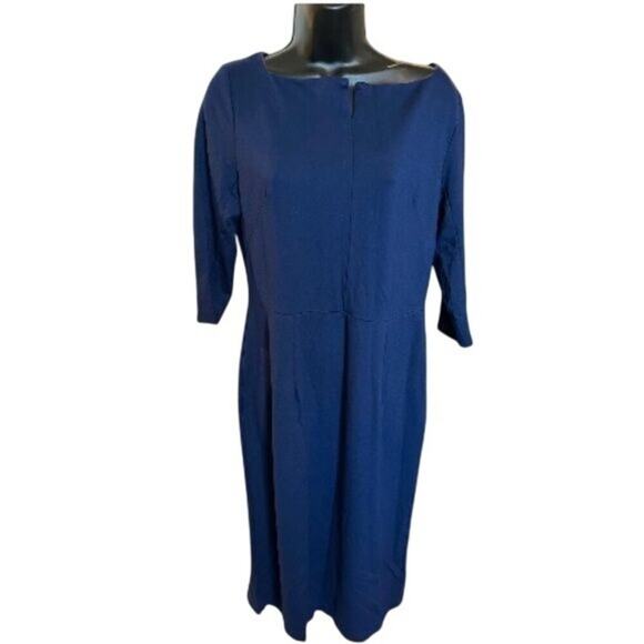 Marycrafts Navy Square Neck Midi Dress Women’s Size 14 Sheath Fit Work Office - Picture 3 of 8